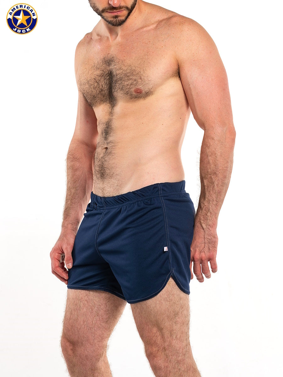 AMERICAN JOCK 8359 Men's 11" Workout Short w/Built-In Jockstrap - Navy
