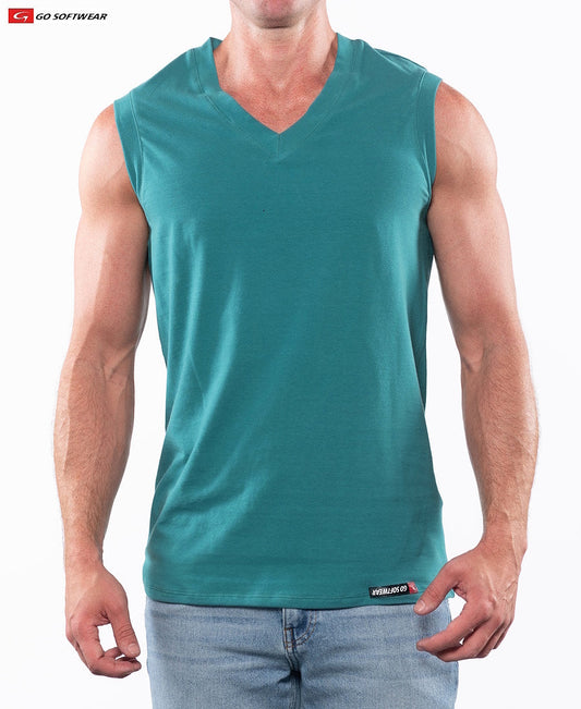 Go Softwear 4607 Herren Laguna V-Ausschnitt ärmelloses Shirt - Meergrün