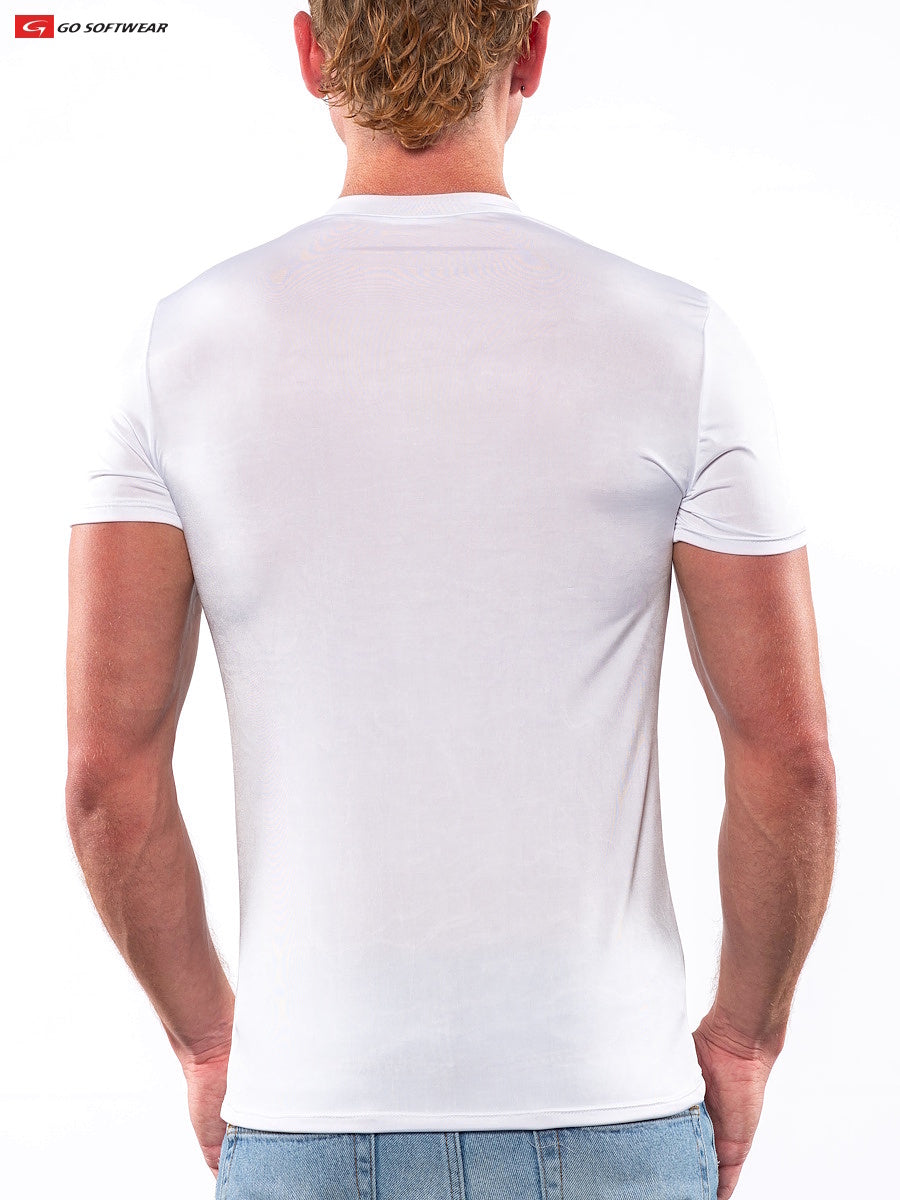 T-shirt col en V pour homme Go Softwear 9507 Skins - Blanc
