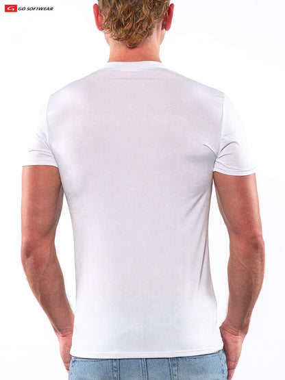 T-shirt col en V pour homme Go Softwear 9507 Skins - Blanc