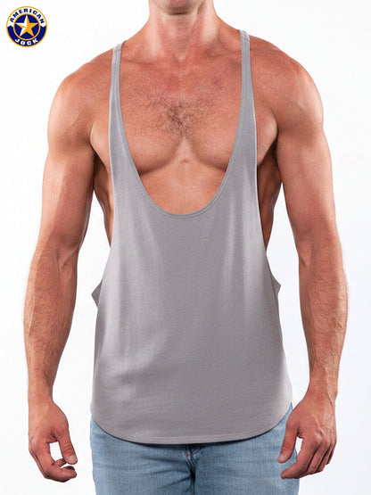 AMERICAN JOCK 8027 Men's Gym Bodybuilding String Tank - Grey