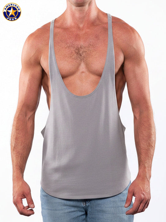AMERICAN JOCK 8027 Herren-String-Tanktop für Fitness & Bodybuilding – Grau