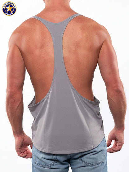 AMERICAN JOCK 8027 Men's Gym Bodybuilding String Tank - Grey