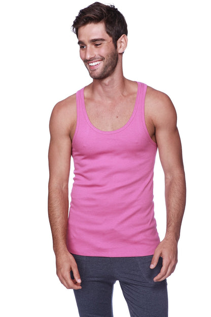 A vibrant pink sleeveless sustain tank berry with a simple round neckline and smooth fabric front view