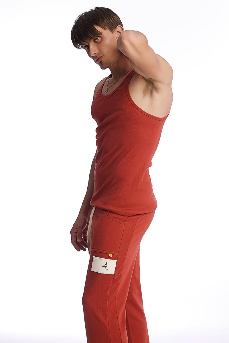 Red cotton sustain tank cinnabar with a simple fitted design and thin straps for comfortable wear