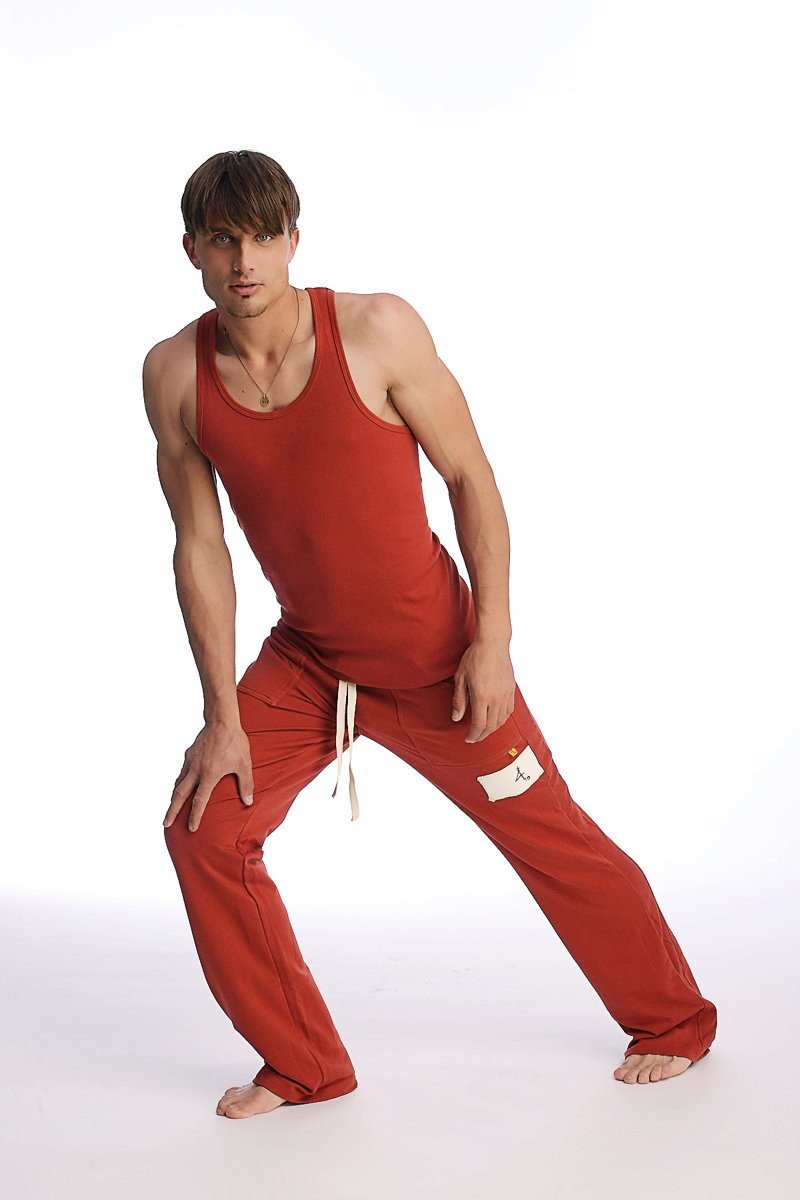Red cotton sustain tank in cinnabar with a fitted design and thin straps for casual wear