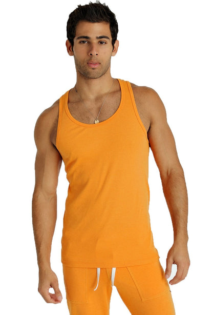 Orange ribbed sustain tank top in sun orange made from sustainable fabric perfect for casual wear