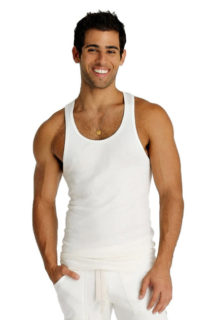 White cotton sustain tank top with a simple classic design perfect for casual wear