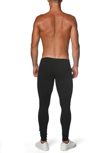 Black tactical gym-tech stretch slim jogger leggings made of stretchy fabric for a form-fitting fit