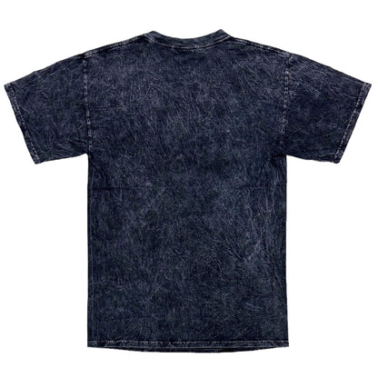 Dark blue distressed cotton t-shirt with a faded textured appearance from the TLC tee shirt collection