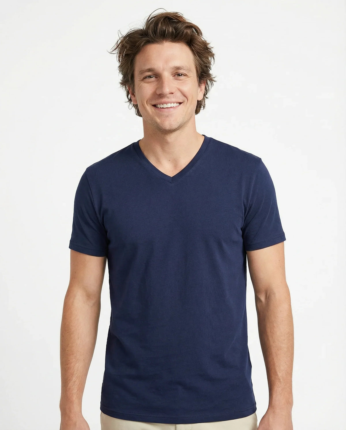 T.R. Premium Herren-T-Shirt mit V-Ausschnitt (einfarbig)