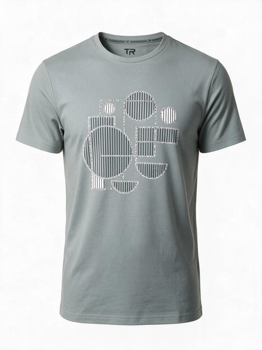 T.R. Premium Herren-T-Shirt mit 3D-Abstrakt-Print – Chino-Grün