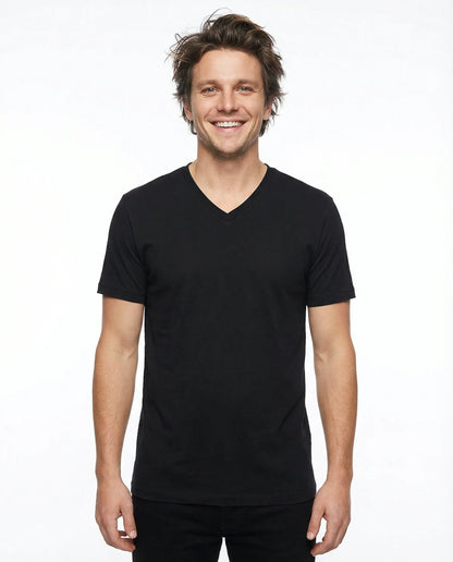 T.R. Premium Herren-T-Shirt mit V-Ausschnitt (einfarbig)