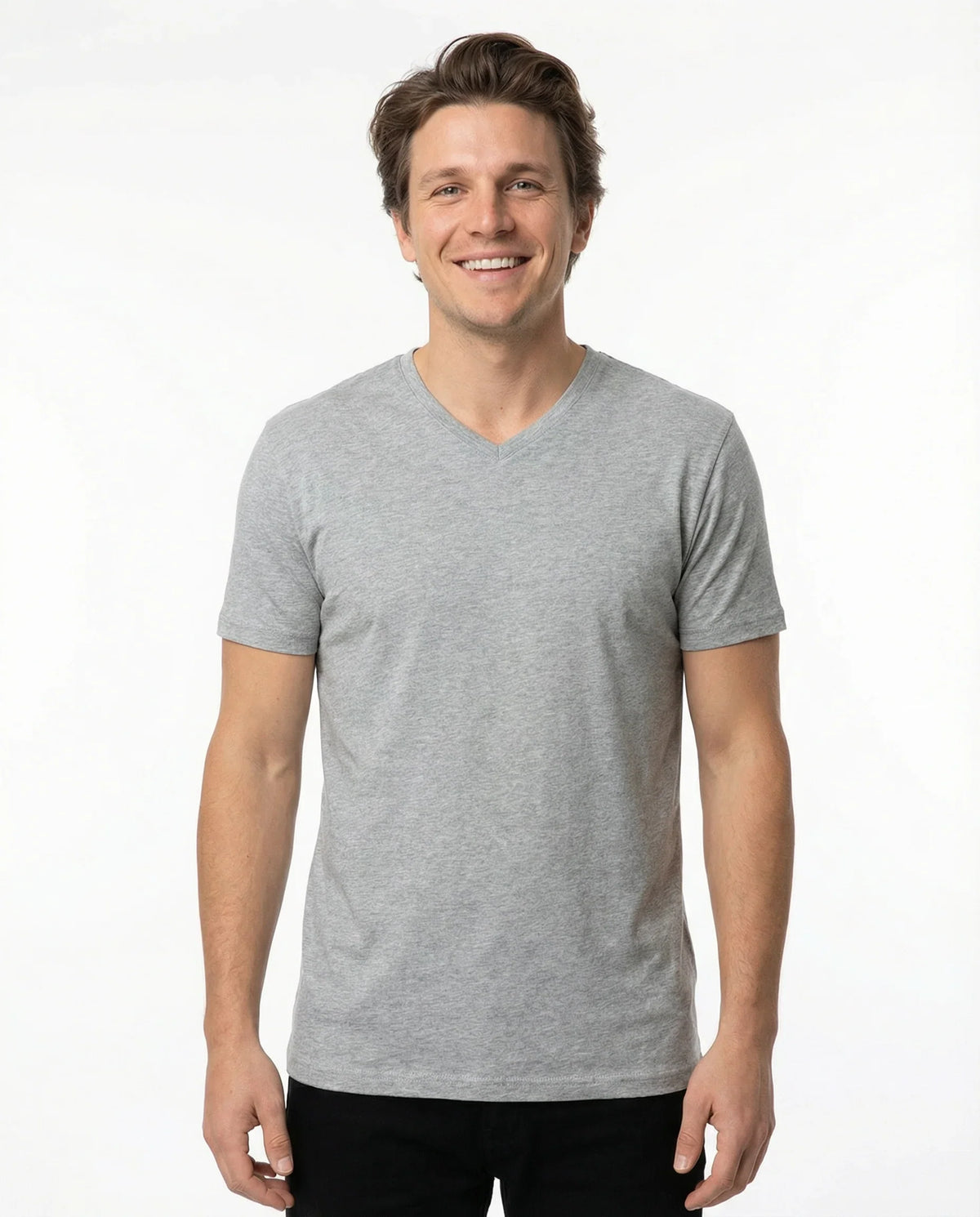 T.R. Premium Herren-T-Shirt mit V-Ausschnitt (einfarbig)