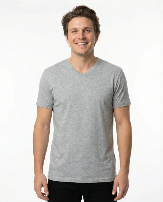 T.R. Premium Herren-T-Shirt mit V-Ausschnitt (einfarbig)
