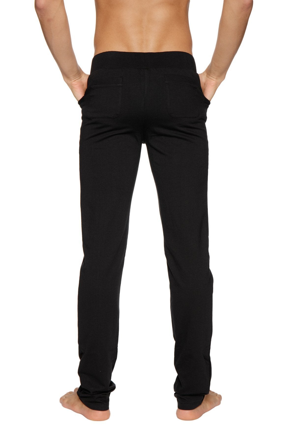 Black tactical urban at home dress slim-fit jogger pants with elastic waistband and ribbed cuffs for yoga and casual wear