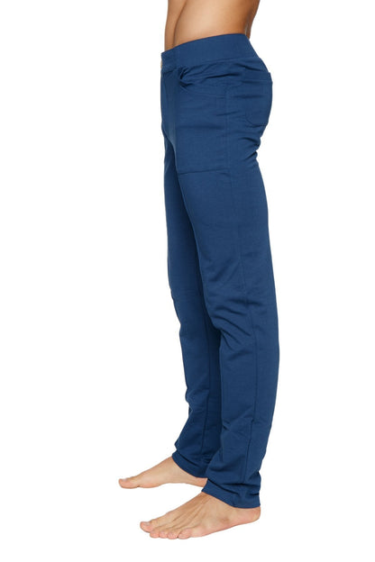 Navy blue tactical urban at home dress pant yoga pants with stretchy fabric elastic waistband and multiple pockets