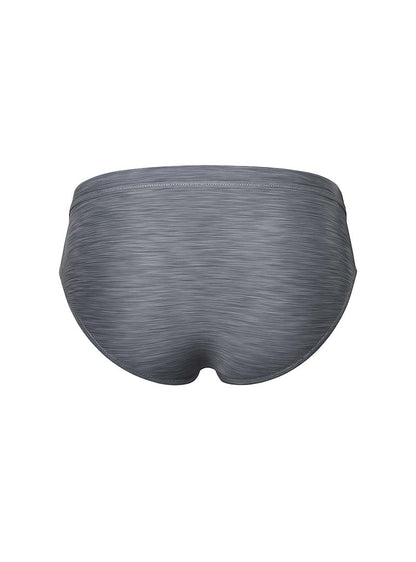 Gray textured tartarus swim brief with subtle heathered pattern and seamless waistband for comfortable wear