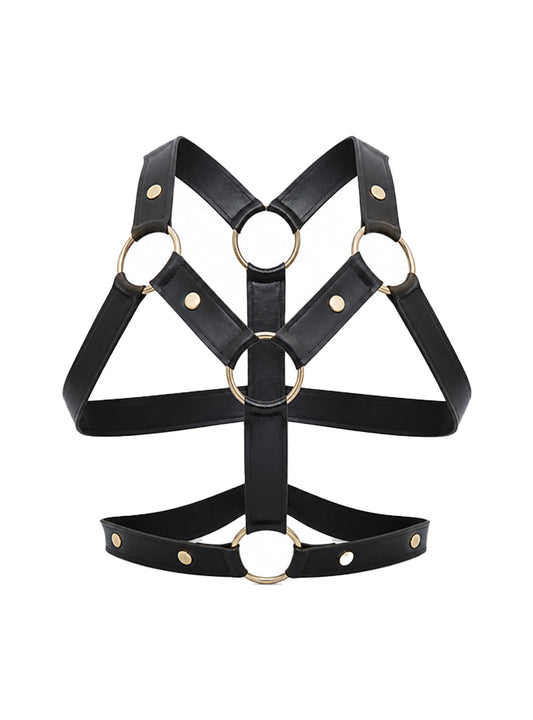 Tartarus Men's Faux Leather Ring Harness, Body Accessory