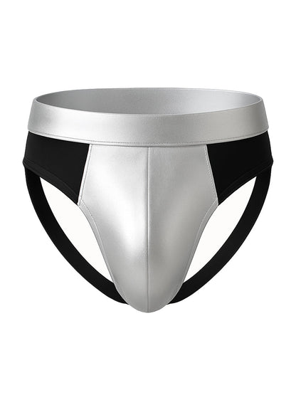 Tartarus Men's Low Rise Coated Two-Tone Jockstrap Metallic Underwear
