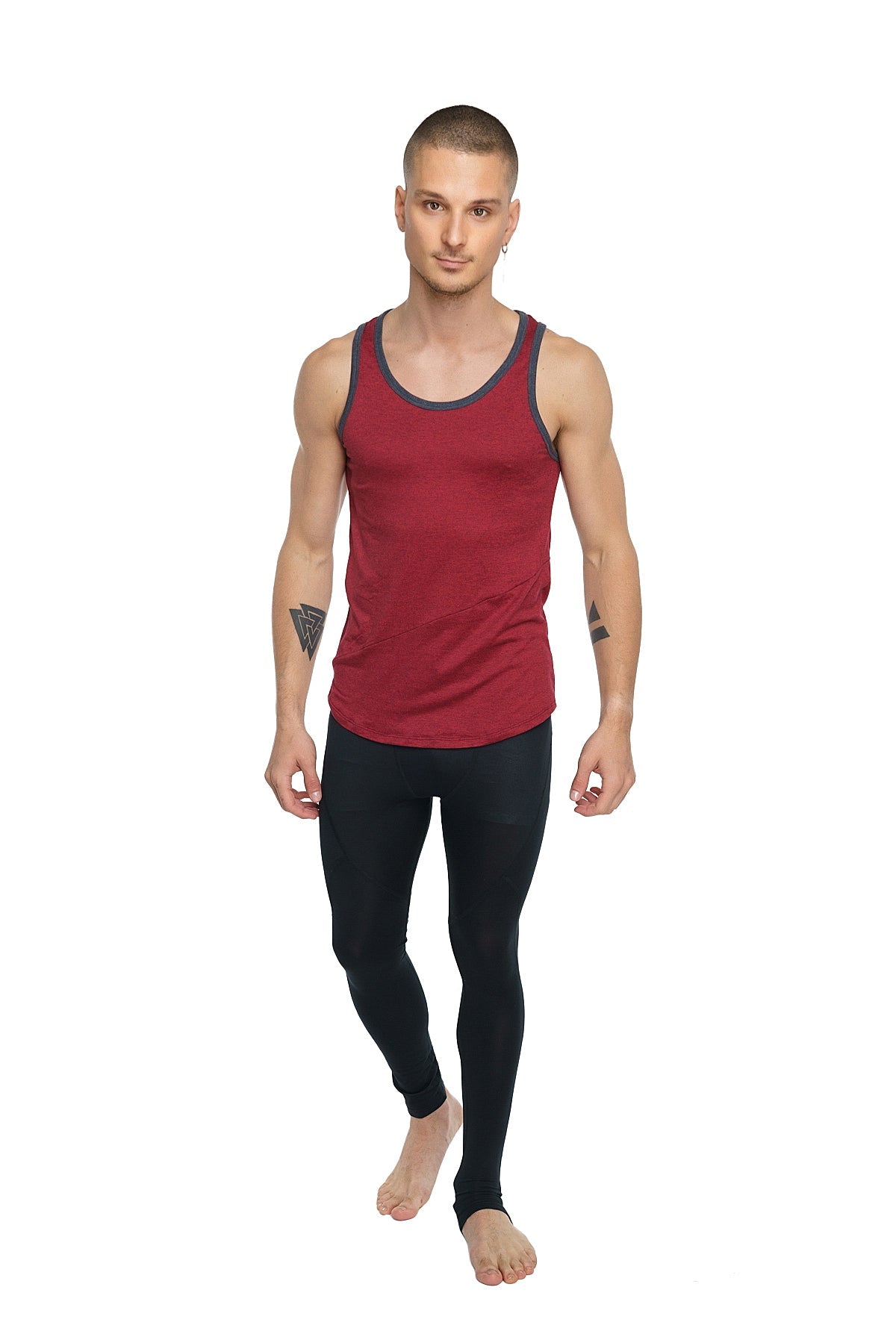 Red tank top with dark gray trim in brick red perfect for casual summer wear
