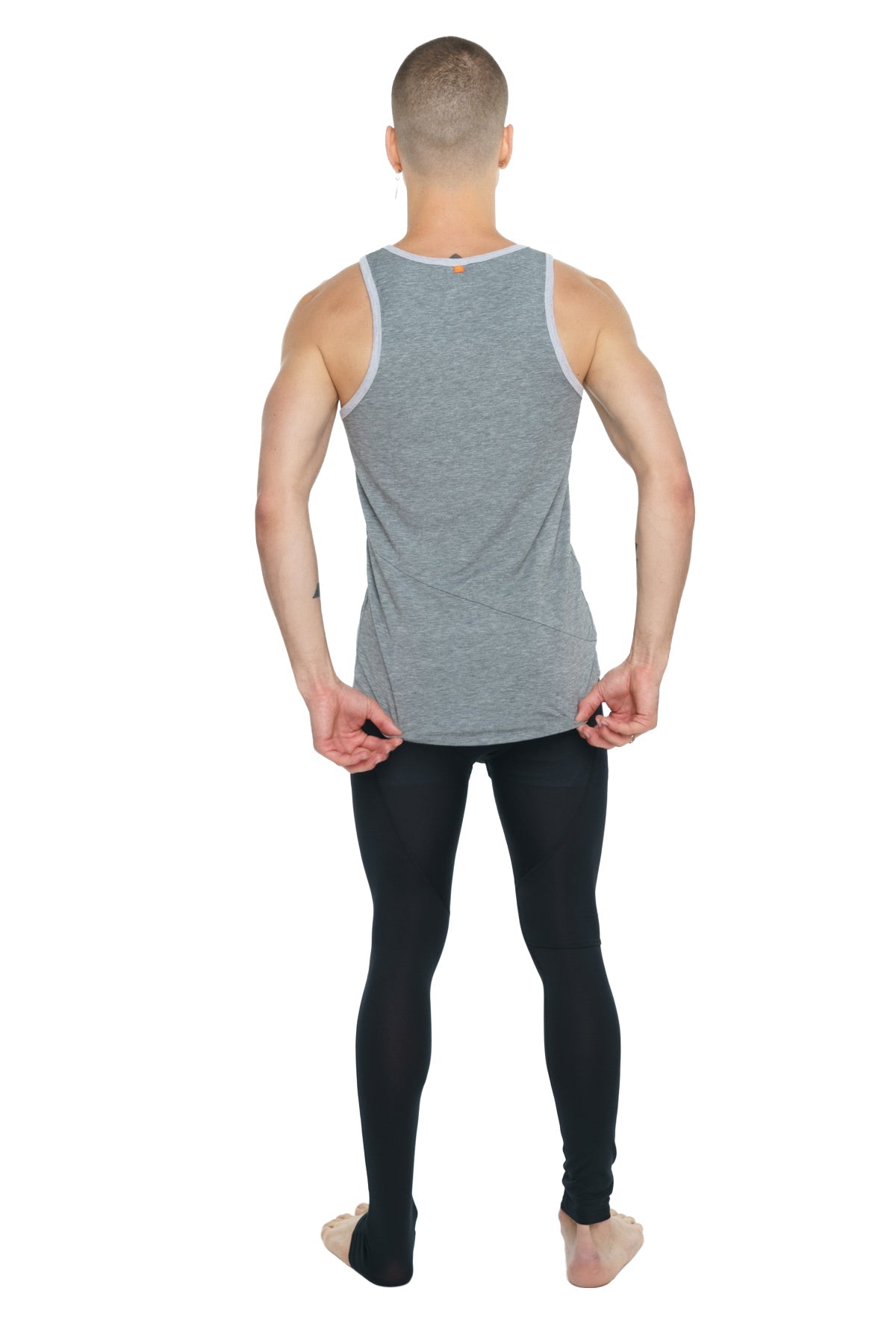 Gray heathered tank top with light gray trim made of soft material perfect for casual wear