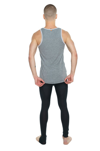 Gray heathered tank top with light gray trim made of soft material perfect for casual wear
