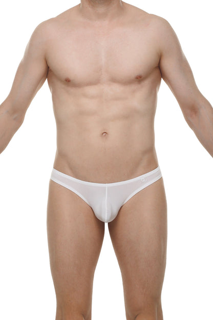 Thong Bulan Skine white white form-fitting briefs with smooth stretchy fabric and subtle brand logo on waistband