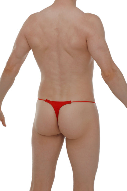 Red thong lolif joe red with a thin seamless design shown from the back for comfortable everyday wear