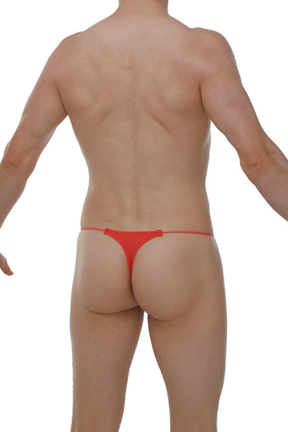 Red thong lolif plum crimson with a thin seamless design showing the back side of the product