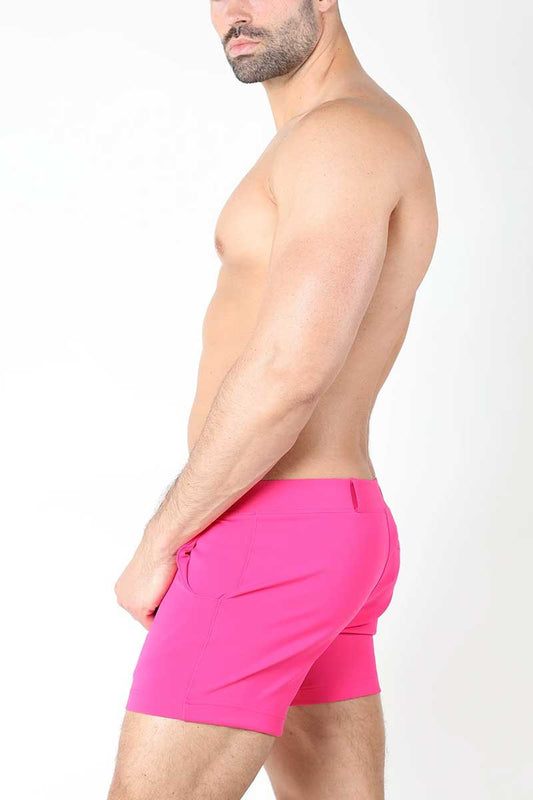 Bright pink Timoteo Santa Monica shorts fuchsia TMS150 size M with sleek modern swim trunk design