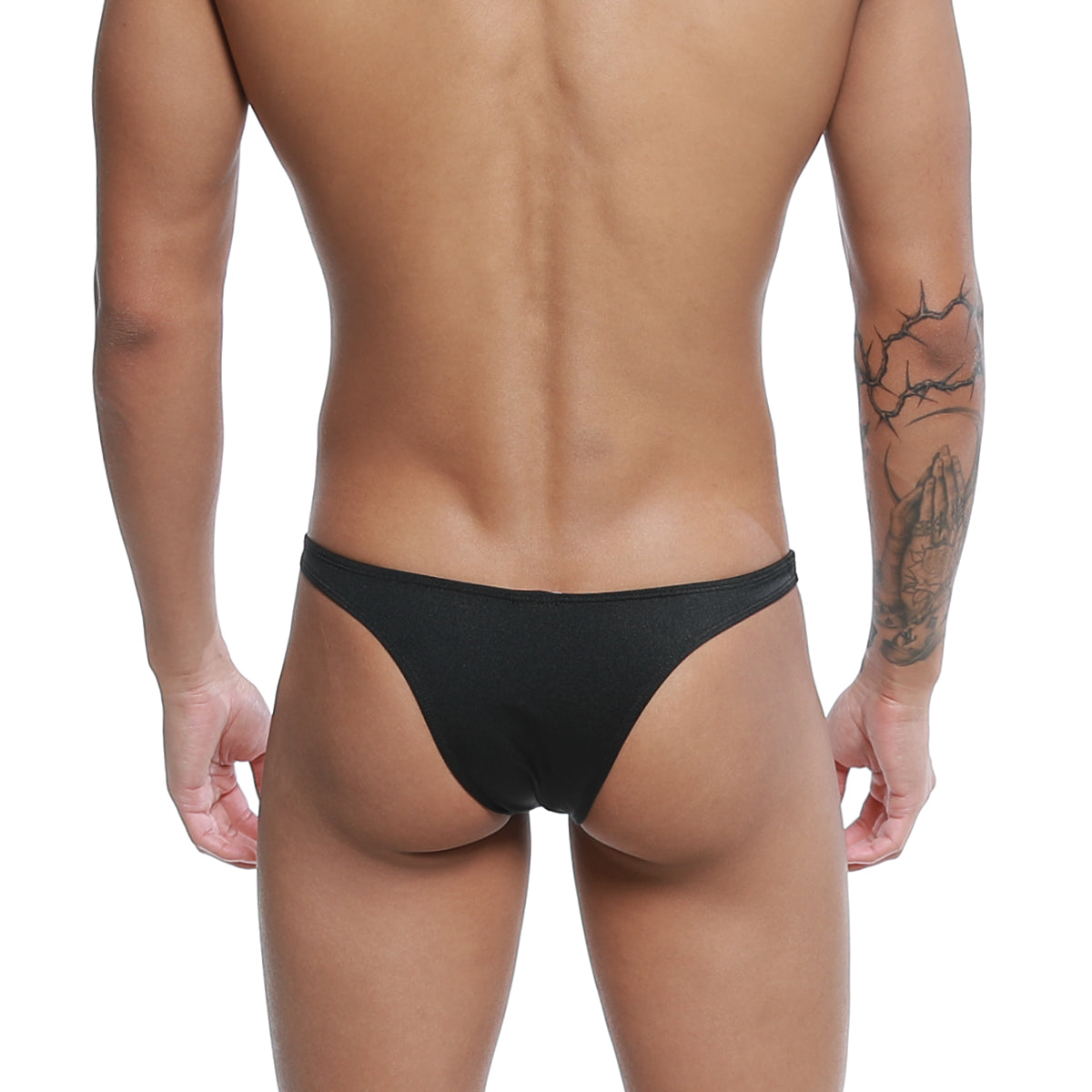 Black thong u-station dream bikini made of smooth stretchy fabric with sleek minimalist design showing back side
