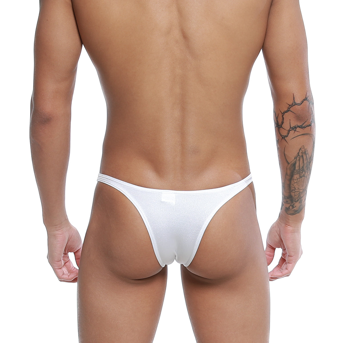 White u-station dream bikini u0002-100 thong made of smooth stretchy fabric shown from the back side