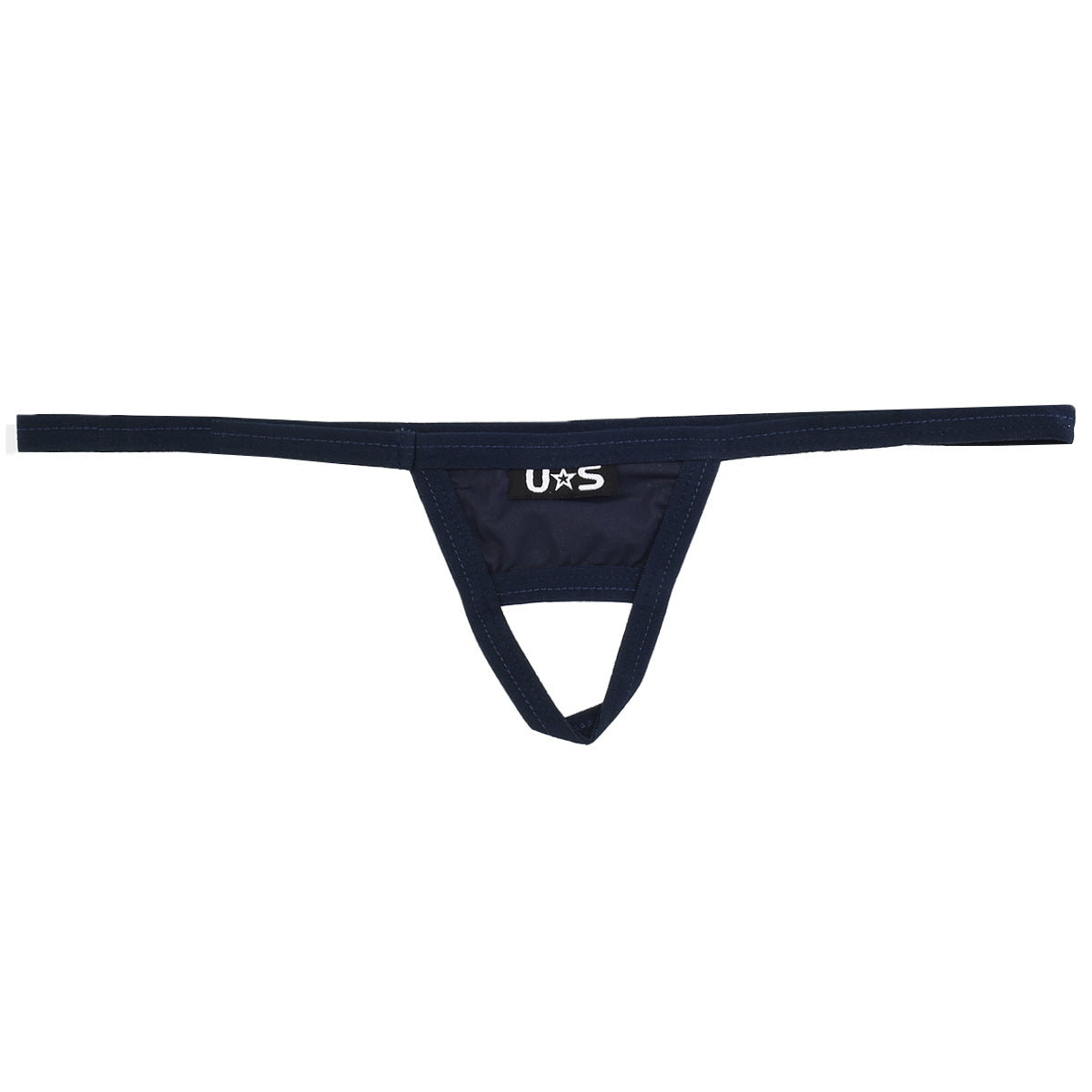 Dark navy blue u station ball holder thong made of smooth stretchy fabric with a simple design