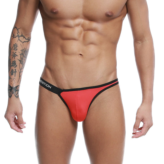 Red and black thong with a sleek form-fitting design from U-Station Calypso Bikini red U0012-600