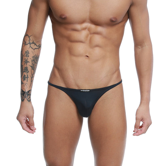 Black ustation thong with sleek form-fitting design shown from the back in the u-station me bikini black u0032-001