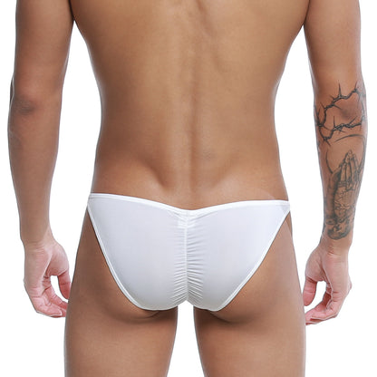 White form-fitting swim trunks with ruched back design from u-station me bikini u0032-100 collection