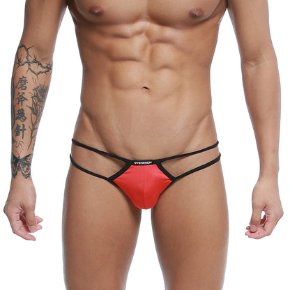 Red and black u-station thong with sleek minimalist design featured in u-station skeleton bikini red u0062-600