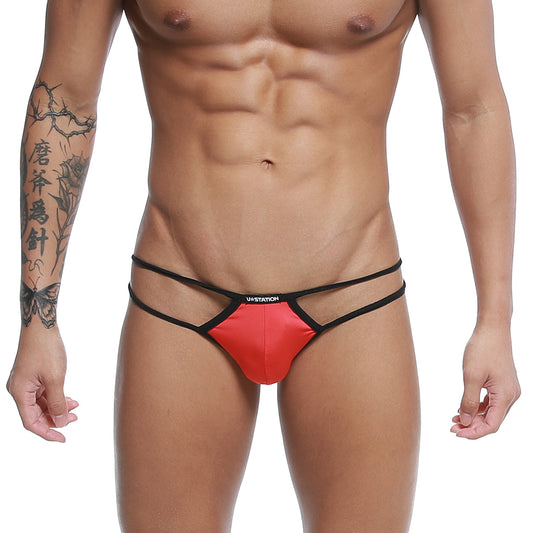 Red and black u-station thong with sleek minimalist design featured in u-station skeleton bikini red u0062-600