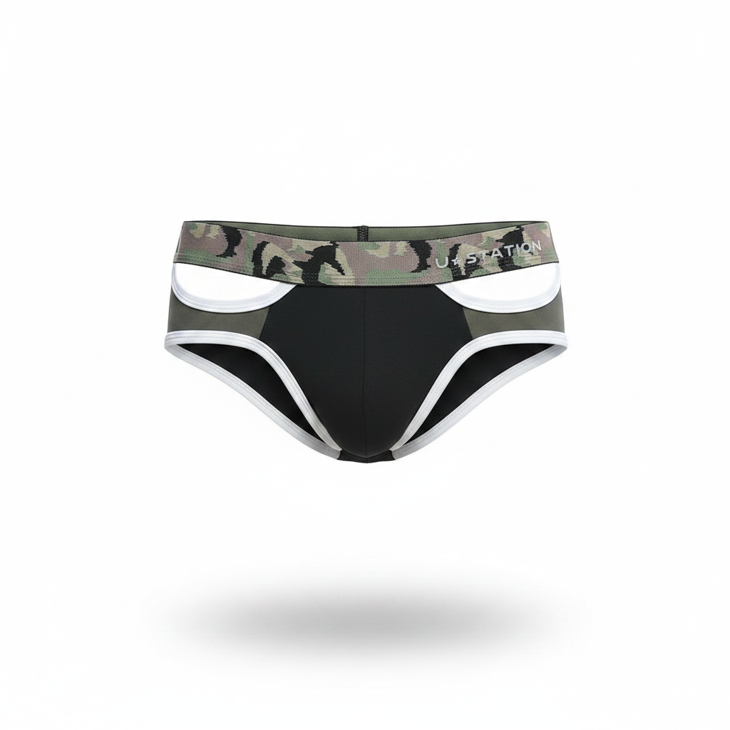 Black and white camouflage u-station wings brief u0072-001 with sleek modern design and comfortable fit
