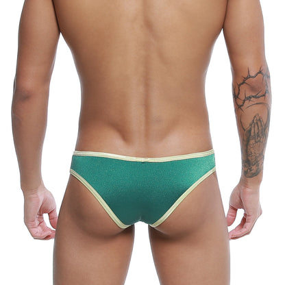 Green glittery briefs with cream-colored trim from u-station encore bikini collection u0082-301