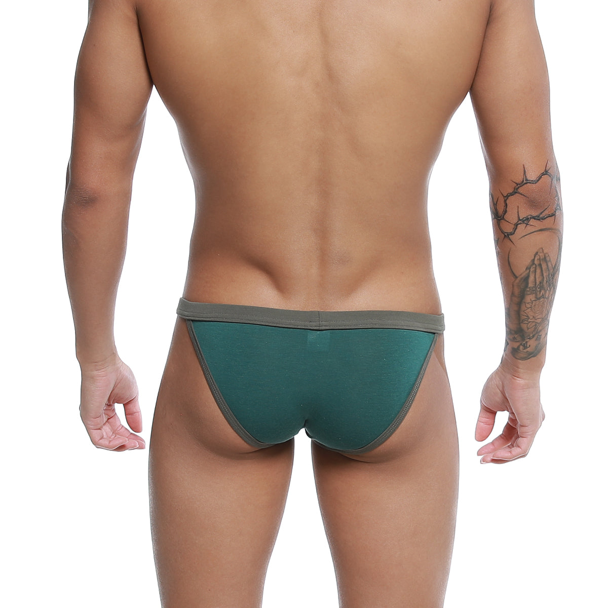 Teal u-station frisa bikini briefs with gray waistband and trim in spruce u1012-309 for comfortable everyday wear