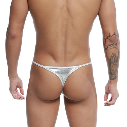 Silver metallic thong with sleek shiny finish and thin straps from u station trendy thong silver u1114-040