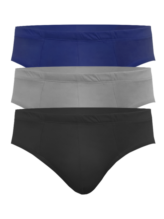 Set of three ug contour basic briefs in navy blue light gray and black solid colors for everyday comfort