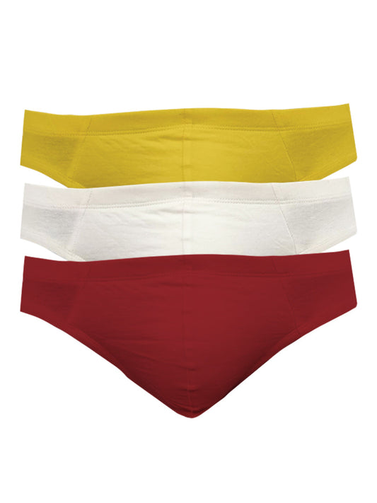 Set of three UG Contour French brief solid-colored underwear in yellow white and red for comfortable daily wear