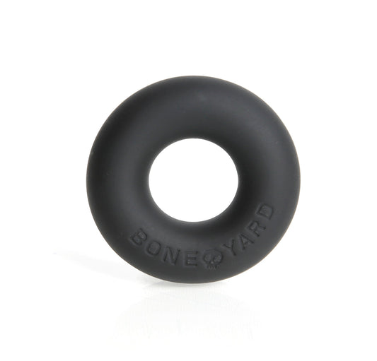 Black ultimate silicone ring made of flexible silicone with bone yard embossed on its surface