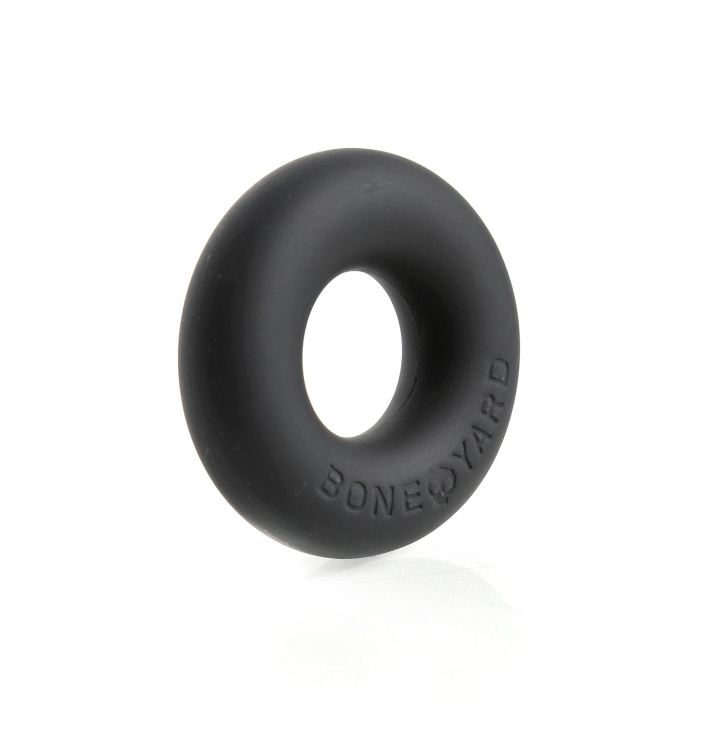 Black ultimate silicone ring with boneyard embossed on the side made of durable silicone material
