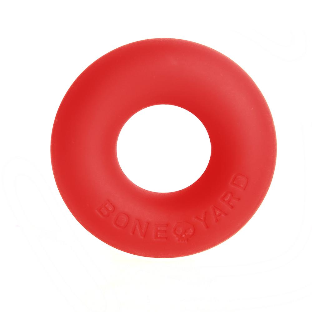 Red ultimate silicone ring embossed with bone yard on smooth flexible silicone surface for durable wear