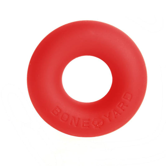 Red ultimate silicone ring embossed with bone yard on smooth flexible silicone surface for durable wear