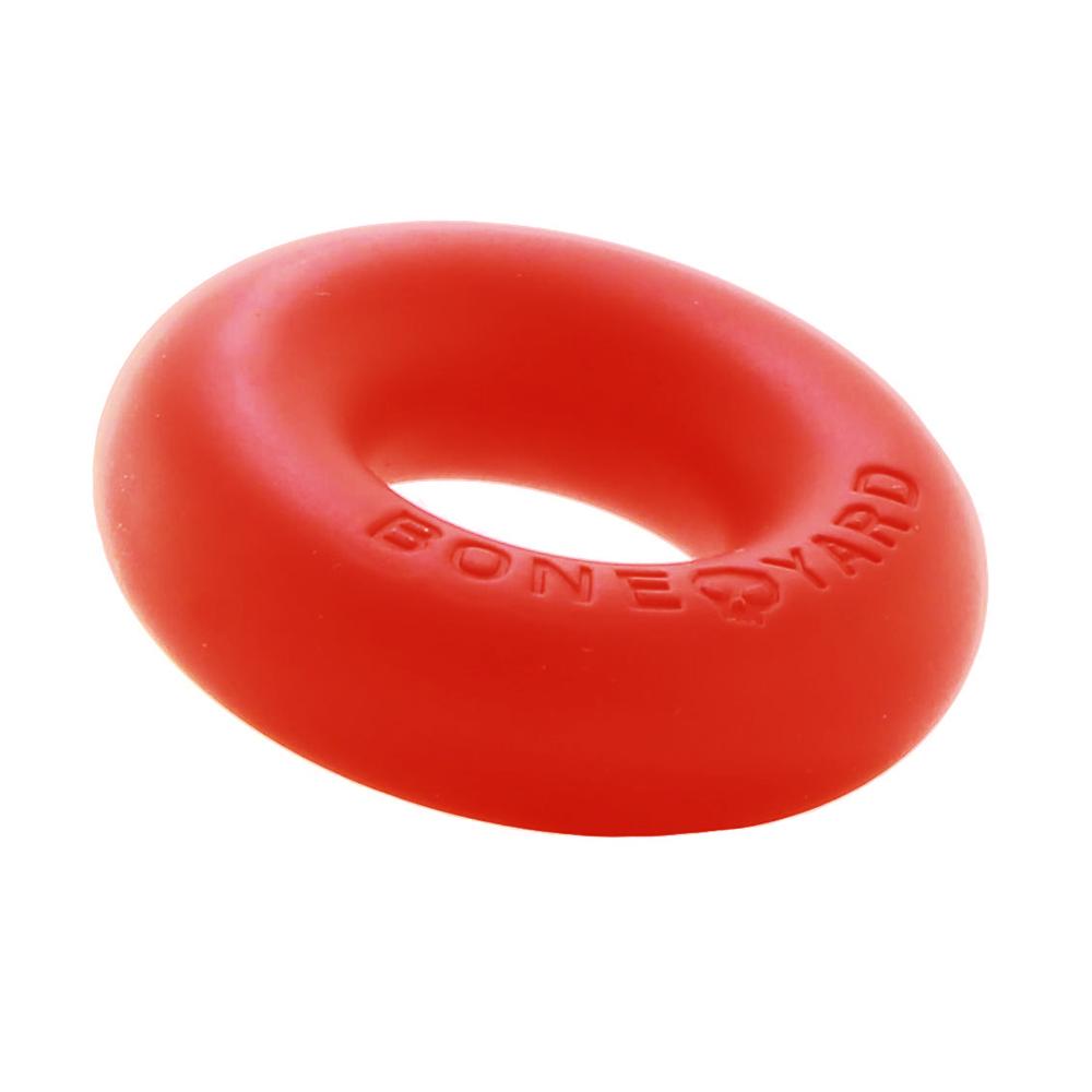 Ultimate silicone ring red made of smooth bright red rubber ring embossed with bone yard on its surface